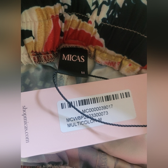 MICAS Floral Print High Waisted Multicolor Straught Leg Pants. Sz M NWT - Picture 7 of 8